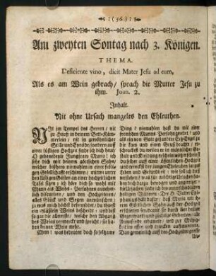 56-64, Am zweyten Sontag nach 3. Königen. THEMA. Deficiente vino, dicit Mater Jesu ad eum.