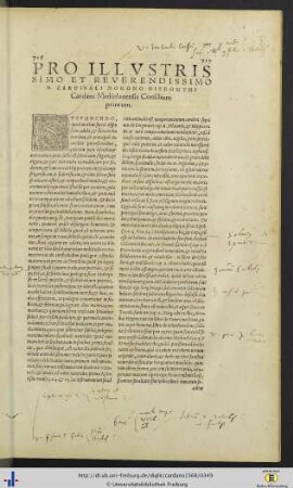 Pro illustrissimo et reverendissimo D. cardinali morono Hieronymi Cardani Mediolanensis...