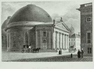 Hedwigs-Kirche in Berlin : Berlin, ein- und zweispännige Kutschen, Stich