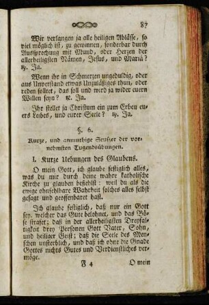 §. 6. Kurze, und anmuthige Seufzer der vornehmsten Tugendsübungen.