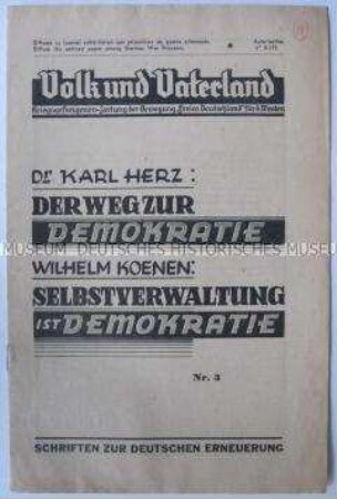 Kriegsgefangenen-Zeitung "Volk und Vaterland" mit Beiträgen über die Zukunft Deutschlands