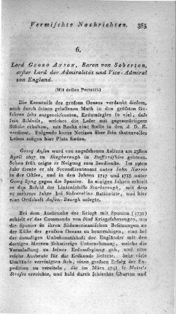 Lord Georg Anson, Baron Soberton, erster Lord der Admiralität und Vice-Admiral von England
