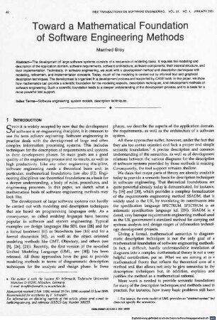 Toward a mathematical foundation of software engineering methods