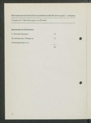 [Lehrgänge 01 bis 09]