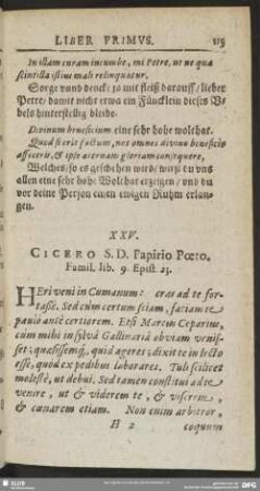 XXV. Cicero S.D. Papirio Poeto. Famil. lib. 9. Epist. 23