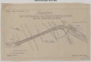 Brücke B, Siegbrücke bei Allner: Lageplan mit Verkabelung der Fernsprechleitung der RSE über die Siegbrücke.