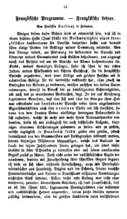 Französische Programme.-Französische Lehrer