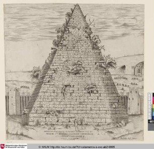 SEPULCHRUM C. CESTI EPULONIS OSTIENSI VIA ET PYRAMIDE ET MARMORI QUADRATO NOBILISSIMUM ATQ OMNIUM VETUSTISSIMUM