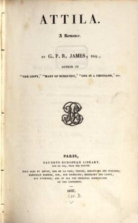 Works in Baudry's Edition, 24. Attila : A Romance