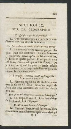 Section IX. Sur la geographie.