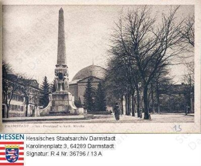 Darmstadt, Alice-Denkmal und katholische Kirche