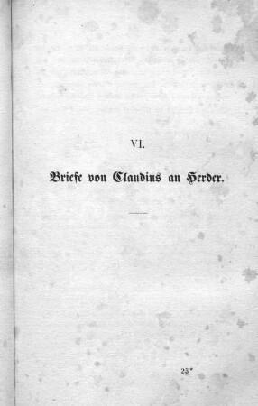 VI. Briefe von Claudius an Herder.