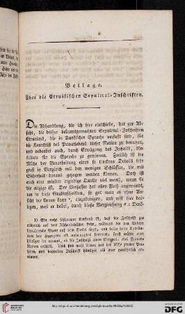 Beilage: Über die Etruskischen Sepulcral-Inschriften