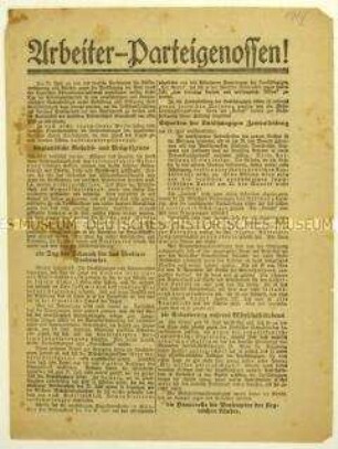Aufruf zu einer Protestversammlung der SPD gegen USPD und KPD am 31. Juli 1919 in Berlin