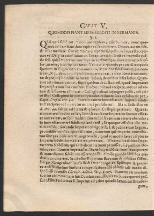 Caput V. Quomodo Fiant Mere Subditi In Germania.