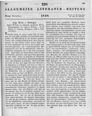 Schlegel, A. W.: Sämmtliche Werke. 12 Bde. Hrsg. v. E. Böcking. Leipzig: Weidmann 1846-47