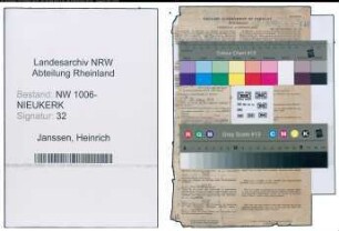 Entnazifizierung Heinrich Janssen , geb. 26.10.1891 (Fleischbeschauer)