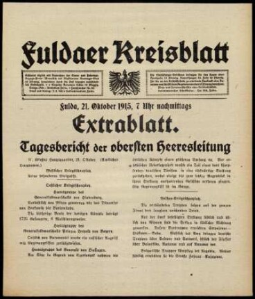 Ausgabe vom Donnerstag, den 21. Oktober 1915.