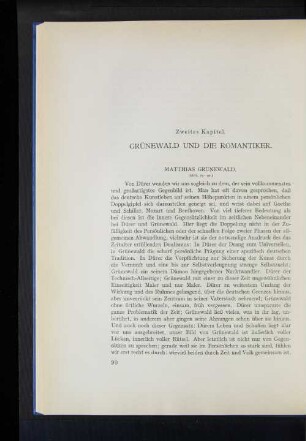 Zweites Kapitel. Grünewald und die Romantiker.