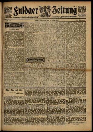 Erste Ausgabe vom Donnerstag, den 19. Mai 1904.