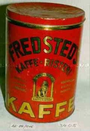 Vorrats-Blechdose für "FREDSTED'S KAFFE-RISTERI KAFFE"