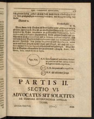 473-498, Sectio VI. Advocatus sit solicitus de Tempore interponendae Appellationis.