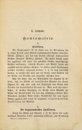 Trigonometrie : Lehrbuch und Aufgabensammlung für Schulen