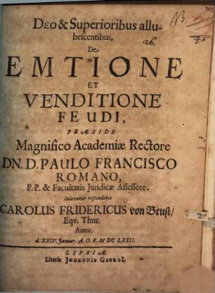 De Emtione Et Venditione Feudi