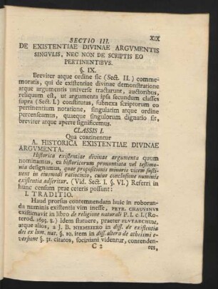 Sectio III. De Existentiae Divinae Argumentis Singulis, Nec Non De Scriptis Eo Pertinentibus.