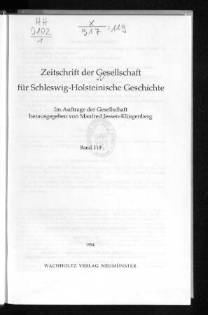 119.1994: Zeitschrift der Gesellschaft für Schleswig-Holsteinische Geschichte