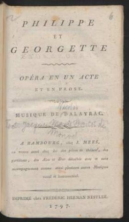 Philippe Et Georgette : Opéra En Un Acte Et En Prose