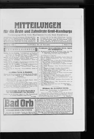 Vereinigung Niedersächsischer Ohren-, Nasen- und Kehlkopfärzte.
