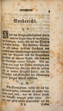 Einleitung die Wahrheit und Göttlichkeit der christlichen Religion gründlich zu beweisen und gegen die Ungläubigen und Deisten zu vertheidigen