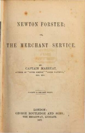 Newton Forster; Or, The merchant service