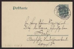 Schreiben an Hermann Muthesius (Postkarte)