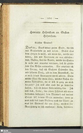 Henriette Hohenstam an Gustav Hohenstam