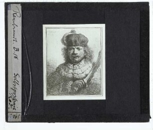 Rembrandt, Selbstbildnis mit erhobenem Säbel (Radierung B018) (Expl. Washington NGA 1943.3.7257)