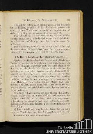 12. Die Dämpfung der Meßinstrumente.