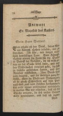 Antwort Sr. Majestät des Kaisers.