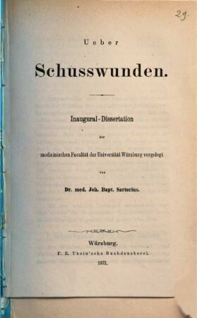 Ueber Schusswunden