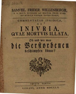 Commentatio iuridica de iniuria, quae mortuis illata