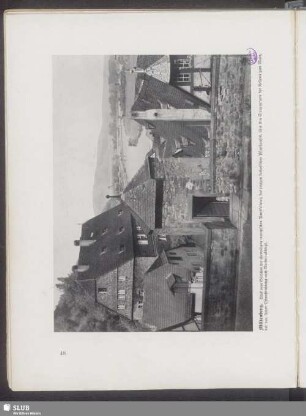 Miltenberg. Blick vom Gärtchen der ehemaligen mainzischen Amtskellerei, des jetzigen katholischen Pfarrhauses, über den Treppenturm der Kellerei zum Main, der von seiner Ostwestrichtung nach Norden abbiegt