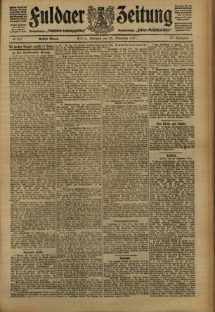 Erste Ausgabe vom Mittwoch, den 21. Dezember 1910.
