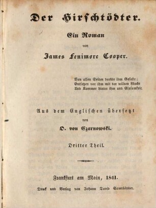 J. F. Coopers sämmtliche Werke, Bdch. 172 - 174 : Th. 3