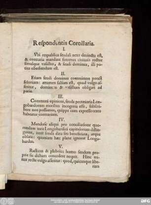 Respondentis Corollaria.