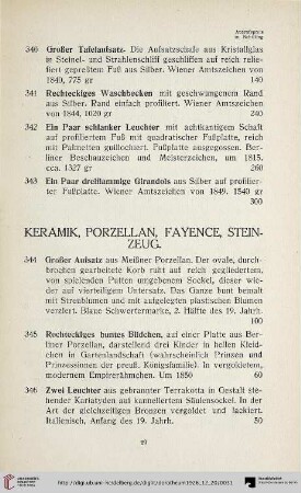 Keramik, Porzellan, Fayence, Steinzeug (Nr. 344-422)