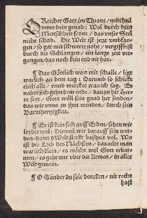 O Reicher Gott im Throne/ mittheil || vnns dein genad: