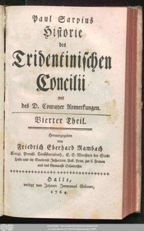 4: Paul Sarpius Historie des Tridentinischen Concilii
