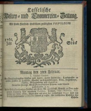 5. Stueck, Montag den 3ten Februar 1766
