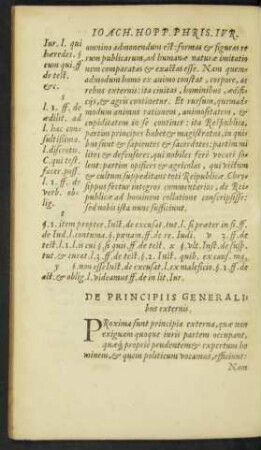 De Principiis Generalibus externis.